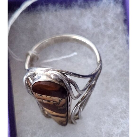 Ring Band Montana Agate Silver Stone 25 x 10 mm Size 10  6.3 gr   Jerry Fran Har - Picture 2 of 15
